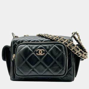 Pre Owned Chanel CC Multipocket Black Leather Camera Case