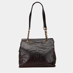 Pre Owned Chanel Brown CC Lambskin Chain Tote