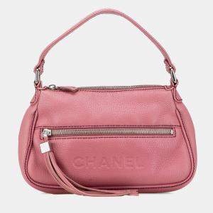 Pre Owned Chanel Pink Calfskin LAX Front Pocket Shoulder Bag