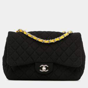 Pre Owned Chanel Black Jumbo Classic Jersey Single Flap