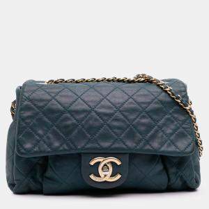 Pre Owned Chanel Blue Small Iridescent Calfskin Chic Quilt Flap