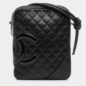 Pre Owned Chanel Black Lambskin Cambon Ligne Crossbody