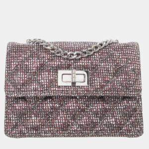 Pre Owned Chanel Mini Glitter Canvas Reissue 2.55 Flap