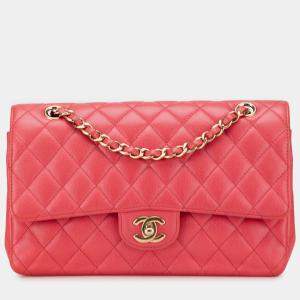 Pre Owned Chanel Pink Medium Classic Caviar Double Flap