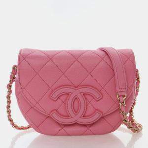 Pre Owned Chanel Mini Pink Caviar Messenger Bag