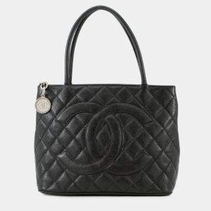 Pre Owned Chanel Medallion Tote Black Caviar Leather