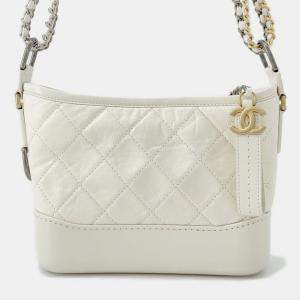 Pre Owned Chanel Gabriel De Chanel Hobo Bag White Calf Leather Mini Handbag