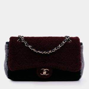 Pre Owned Chanel Red Medium Quilted Shearling Single Flap
