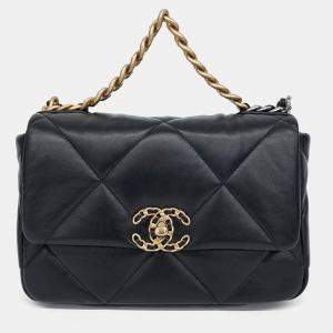 Pre Owned Chanel Black Leather 19 Flap Bag Small