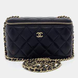 Pre Owned Chanel Black Leather Vanity Crossbody Bag
