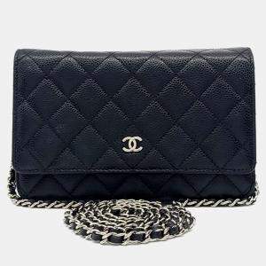 Pre Owned Chanel Black Leather Caviar WOC Mini Crossbody Bag