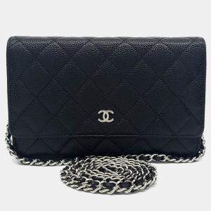 Pre Owned Chanel Black Leather Caviar WOC Mini Crossbody Bag