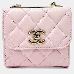 Pre Owned Chanel Pink Leather Trendy CC Mini Crossbody Bag