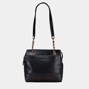 Pre Owned Chanel Black Triple CC Caviar Shoulder Bag