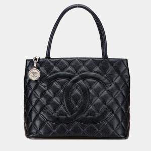 Pre Owned Chanel Black Caviar Medallion Tote