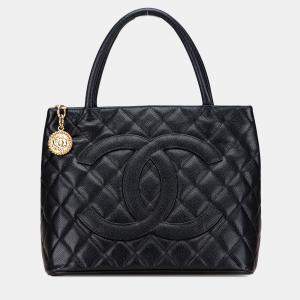 Pre Owned Chanel Black Caviar Medallion Tote