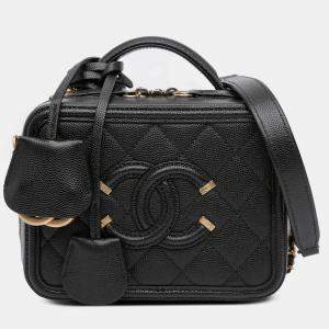 Pre Owned Chanel Small Caviar Filigree Vanity Case