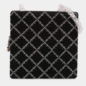 Pre Owned Chanel Black Tweed and Resin Zipped Chain Shopping Bag