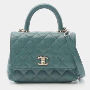 مملوكة مسبقًا Chanel Coco Handle XXS Green Leather Top Handle Bag