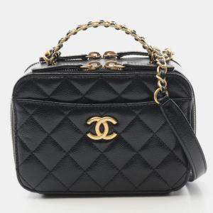 Pre Owned علبة تجميل شانيل جلد أسود بيك مي أب