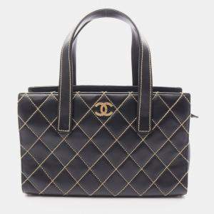 مملوكة مسبقًا Chanel Wild Stitch Black Leather Shoulder Bag