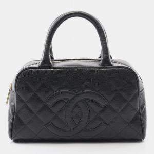 مملوكة مسبقًا Chanel CC Black Leather Bowling Bag
