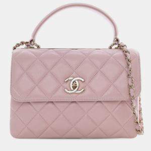 Pre Owned Chanel Pink Small Lambskin Trendy CC Top Handle Bag