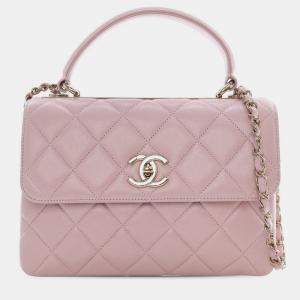 Pre Owned Chanel Pink Small Lambskin Trendy CC Top Handle Bag