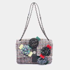 مملوكة مسبقًا Chanel  Camellia Flap Multicolour Tweed Shoulder Bag