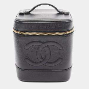 Pre Owned Chanel CC Black Leather Vanity Case Clutch Bag