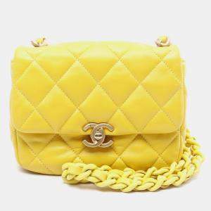 مملوكة مسبقًا Chanel Candy Chain Yellow Quilted Lambskin Flap Bag 
