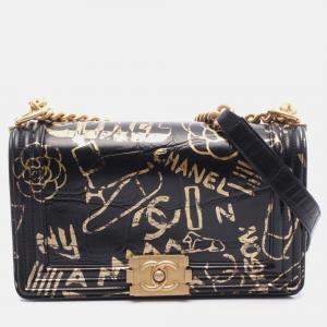 Pre Owned Chanel Embossed Graffiti Boy Leather Shoulder Bag