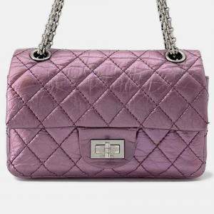 Pre Owned Chanel Pink Lambskin Matelasse 2.55 Mini Chain Shoulder Bag