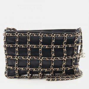 Pre Owned Chanel Shoulder Bag Lambskin Leather Black