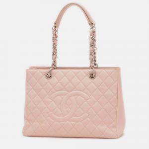 Pre Owned Chanel Matelasse Gst Chain Tote Bag In Caviar Pink