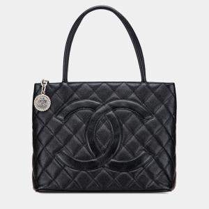 Pre Owned Chanel Black Caviar Medallion Tote