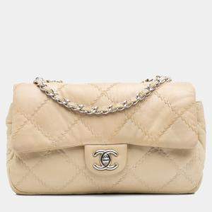 Pre Owned Chanel Gold CC Quilted Calfskin Ultimate Stitch Flap