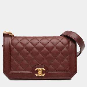 Pre Owned Chanel Burgundy Small CC Quilted Calfskin Single Flap