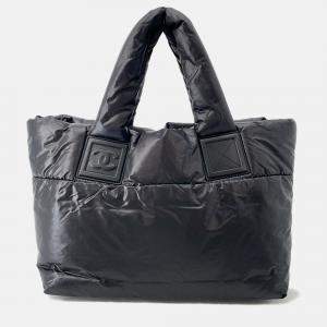 Pre Owned Chanel Coco Cocoon Tote Bag Black Nylon Size Small