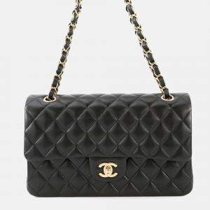 Pre Owned Chanel Matelasse W Flap Chain shoulder Black Lambskin Size 25
