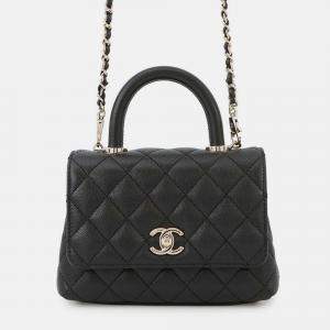 Pre Owned Chanel Coco Handle 2Wayhandbag Black Caviar Leather Size Xxs