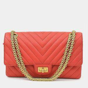Pre Owned Chanel 2.55 Red Leather Shoulder Bag