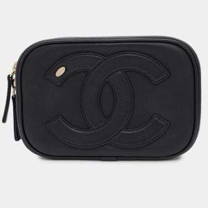 Pre Owned Chanel Body Bag Coco Mark Lambskin Chanel Waist Black