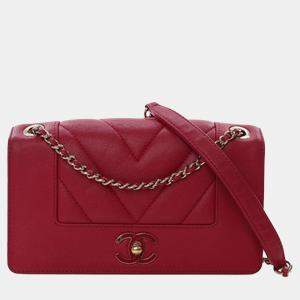 Pre Owned Chanel Mini Quilted Chevron Sheepskin Mademoiselle Vintage Flap