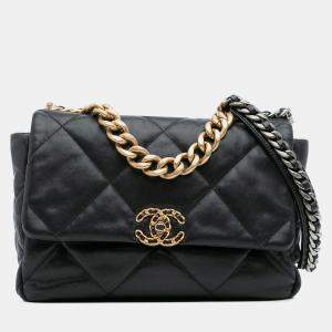 Pre Owned Chanel Black Large Lambskin 19 Flap