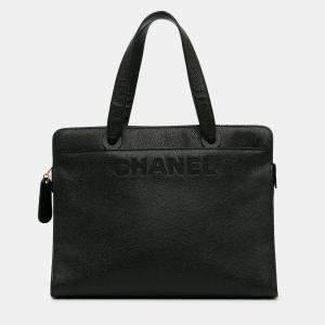 Pre Owned Chanel Black CC Caviar Leather Tote