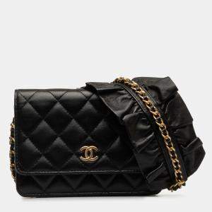 Pre Owned Chanel Black Lambskin Romance Wallet On Chain