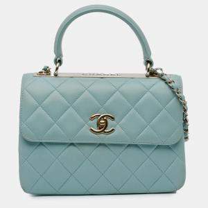 Pre Owned Chanel Blue Small Quilted Lambskin Trendy CC Flap