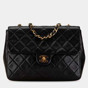 Pre Owned Chanel Black Mini Square Classic Lambskin Single Flap