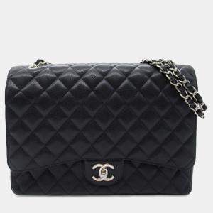 Pre Owned Chanel Black Maxi Classic Caviar Double Flap